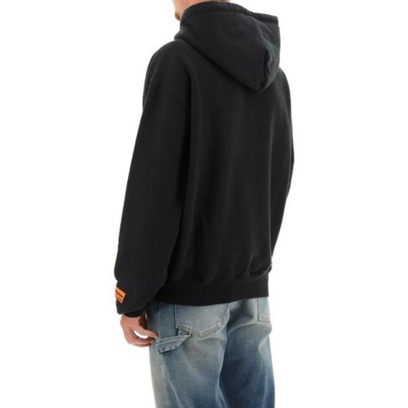 Heron Preston Hoodie Men's Large Black Spray Globe HP Luxury Designer Oversized - Picture 2 of 6